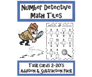 Number Detectives Task Cards: 2-20's Addition + Subtraction Pack