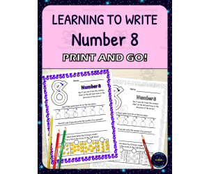 Number Formation Practice Worksheets - Learning to Write Number 8