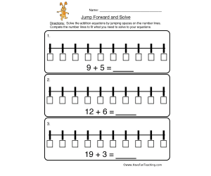 Number Line Jump Forward and Solve Worksheet