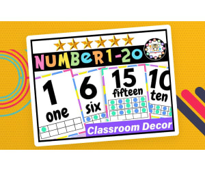 Number Posters Ten Frames|Number Posters 0-20 Flash Cards Bright Color