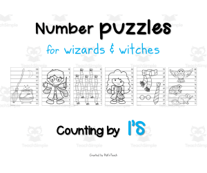 NUMBER PUZZLES for wizards - counting by 1s - Black & white
