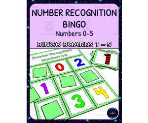 Number Recognition 0-5 Bingo - Boards 1-5