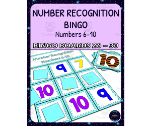 Number Recognition 6-10 Bingo - Boards 26-30