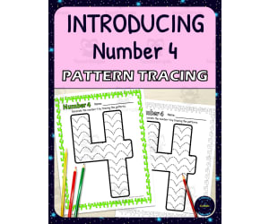 Number Recognition Worksheets | Pattern Tracing Activity | Number 4
