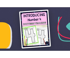 Number Recognition Worksheets | Pattern Tracing Activity | Number 4