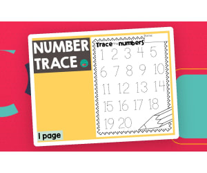Number Trace 1–20 – Handwriting Practice Sheet