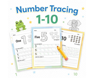 Number Tracing Worksheets 1-10 Printable Preschool Math Activity Kids
