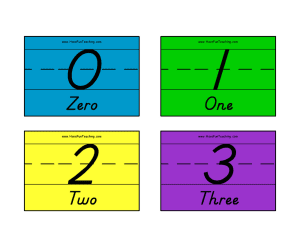 Numbers 0 to 50 with Words in Color Flash Cards