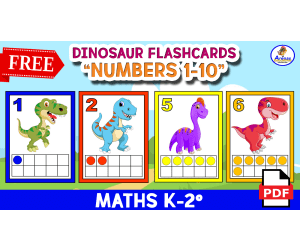 NUMBERS FLASHCARDS 1 TO 10 - Dinosaur Theme