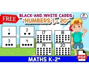NUMBERS FLASHCARDS 1 TO 20 - Black and White Version