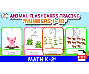 NUMBERS FLASHCARDS FOR TRACING AND COUNT - Animal Theme