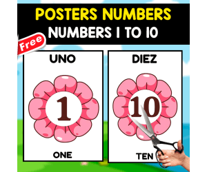 NUMBERS POSTERS | ENGLISH SPANISH 1 TO 10