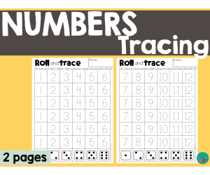 Numbers Tracing 1-12 Roll and Trace