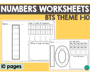 Numbers Worksheet 1-10 BTS Theme