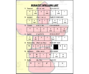 Nunavut (Canada) Spelling List