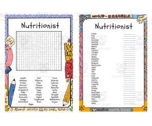 Nutritionist word search & scramble