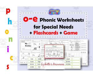 o-e Phonic Worksheets for Early Years/Intervention