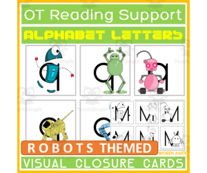 Occupational Therapy Reading Writing Support Robot Themed Cards