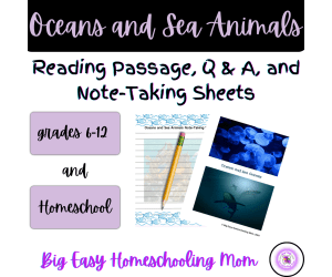 Ocean and Sea Animals Reading Passage, Q & A, and Note-Taking Sheets
