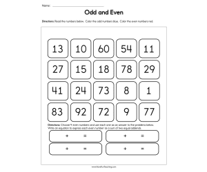Odd and Even Worksheet