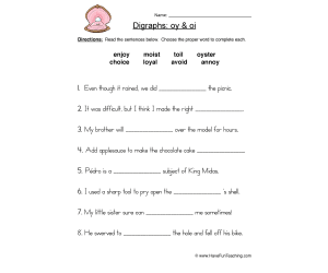 OI OY Digraphs Worksheet