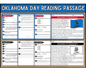 Oklahoma Day Reading Comprehension Passages and Questions