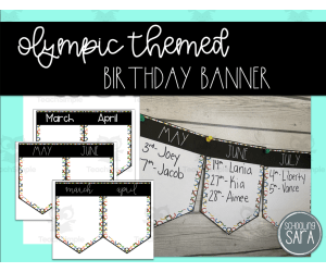 Olympic Themed Editable Birthday Banner