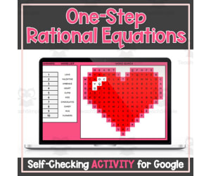 One-Step Rational Equations - Valentine's Self-Checking Digital Activity