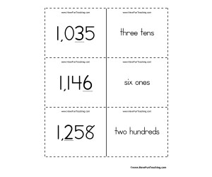 Ones, Tens, Hundreds, Thousands Place Value Flash Cards