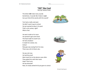 OO Like Cool Reading Comprehension Worksheet