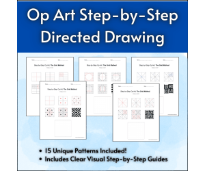 Op Art Step-by-Step Directed Drawing Worksheets | Grid Method