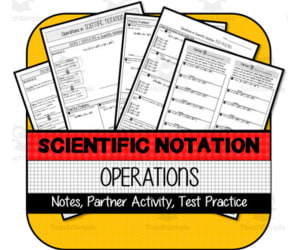 Operations in Scientific Notation: NOTES, Partner Activity, Test Practice