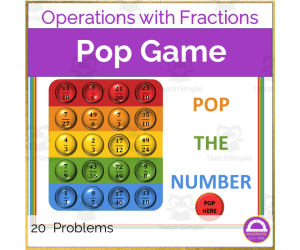 Operations with Fractions Activity | Add Subtract Multiply Divide Pop Game