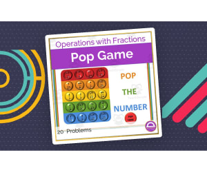 Operations with Fractions Activity | Add Subtract Multiply Divide Pop Game