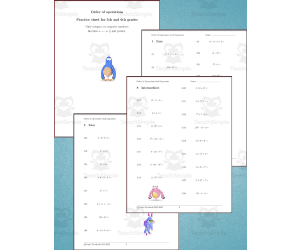 Order of Operations with Powers and Brackets Worksheet