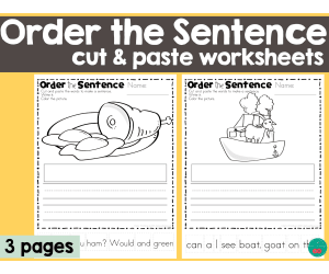 Order the Sentence Cut and Paste activity for Green Eggs and Ham Unit - Dr. Seuss Inspired Activity