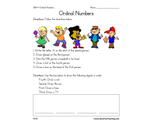Ordinal Number Directions Worksheet