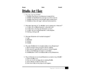 Othello Act 1 Quiz
