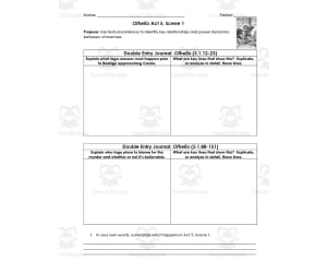 Othello Act 5, Scene 1 | Double Entry Journals