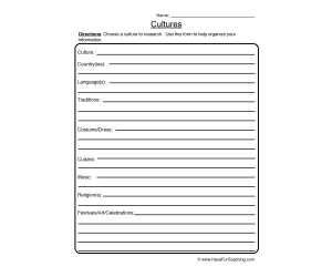 Other Cultures Worksheet