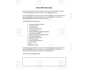 Other DSM 5 Disorders Worksheet