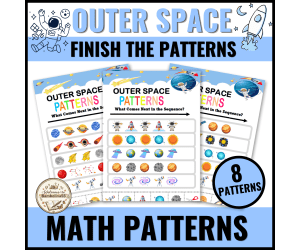 Outer Space Worksheets Finish the Pattern Puzzle for Pre-K, Kindergart