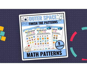 Outer Space Worksheets Finish the Pattern Puzzle for Pre-K, Kindergart