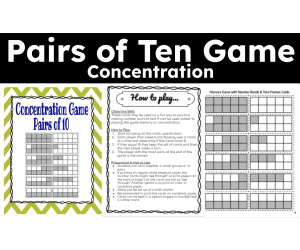 Pairs of Ten Number Bonds Game Concentration
