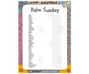 Palm Sunday word Scramble puzzle worksheet