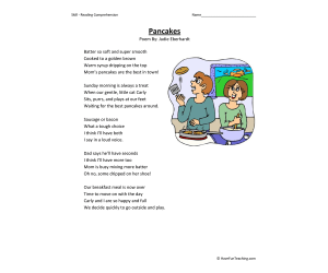 Pancakes Reading Comprehension Worksheet