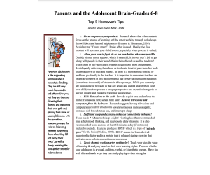 Parent Handout About The Adolescent Brain (Grades 6-8)
