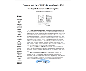 Parent Handout About The Child's Brain (K-2nd Grade)