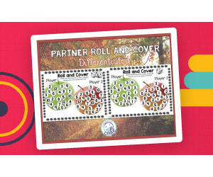 Partner Roll and Cover Game: Apple Themed | Differentiated Math Activity