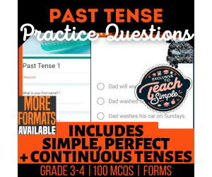 Past Tense Practice Questions - Grammar Grade 3-4 (Forms)